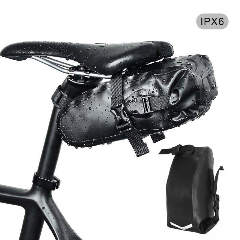 Roll-top waterproof bike saddle bag