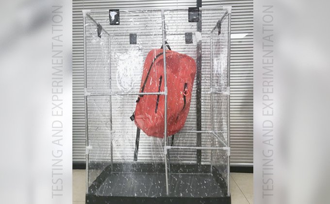 Waterproof bag spray test